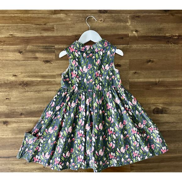 NEW SweetHoney Sleeveless Linen Molly Dress Parade Floral Blue Green Pink Spring - Picture 9 of 9